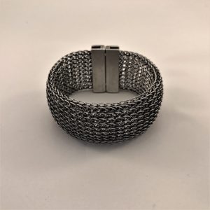 (Bracciale Maglia) rame e ottone placcata vecchio argento (192)